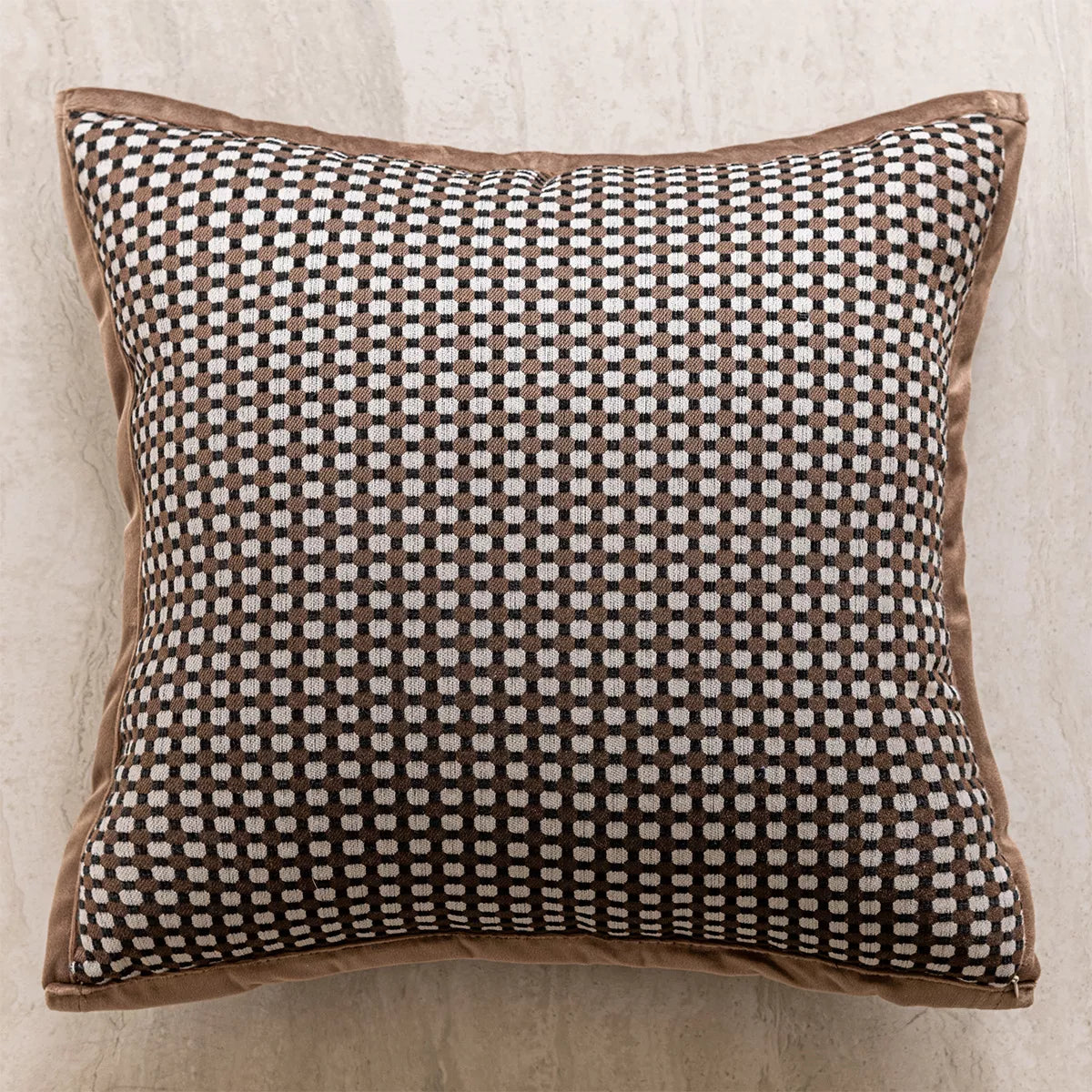 Modern Green & Brown Grid Throw Pillow Cover – 18×18 Inch Decorative Cushion