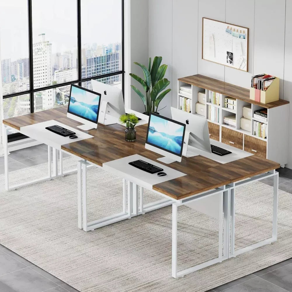 Modern L-Shaped Office Desk Set with Drawers and File Cabinet - DSARD