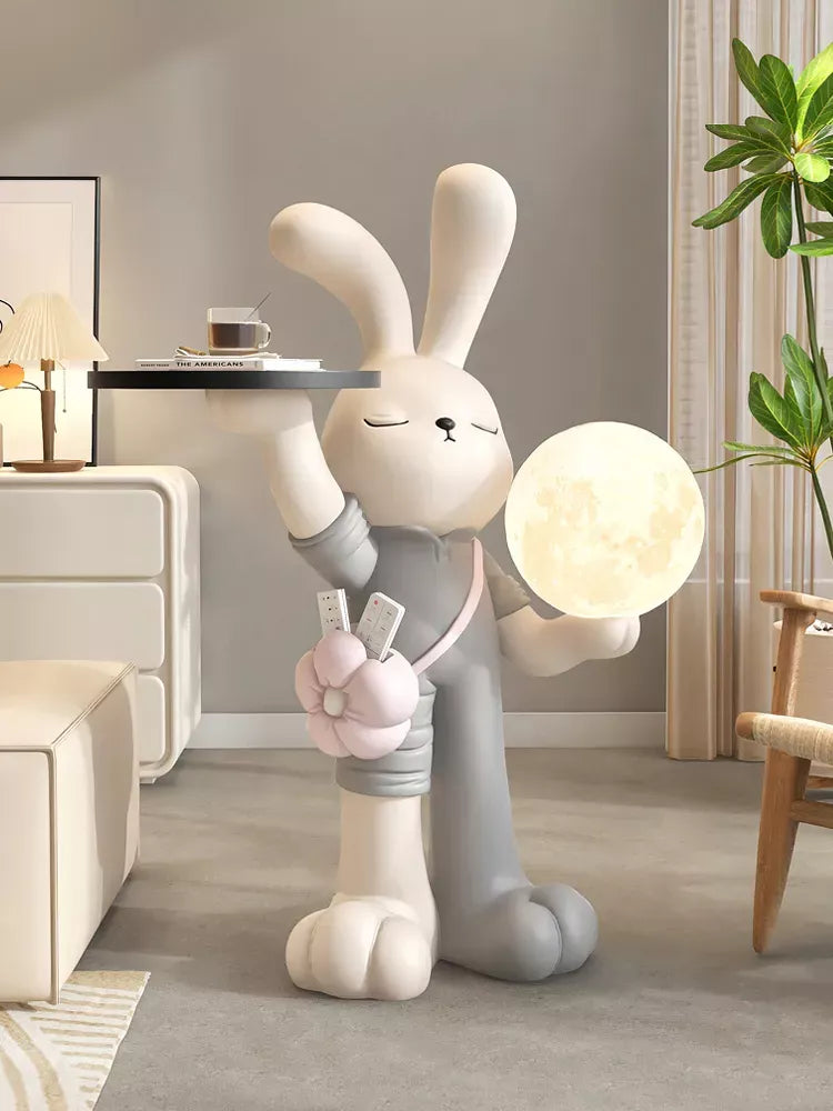 Nordic Rabbit Statue with Tray