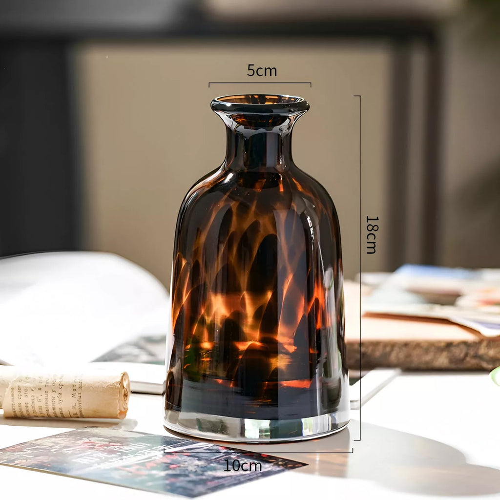 Luxury Leopard Glass Vase – Modern Crystal Tabletop Flower Decoration