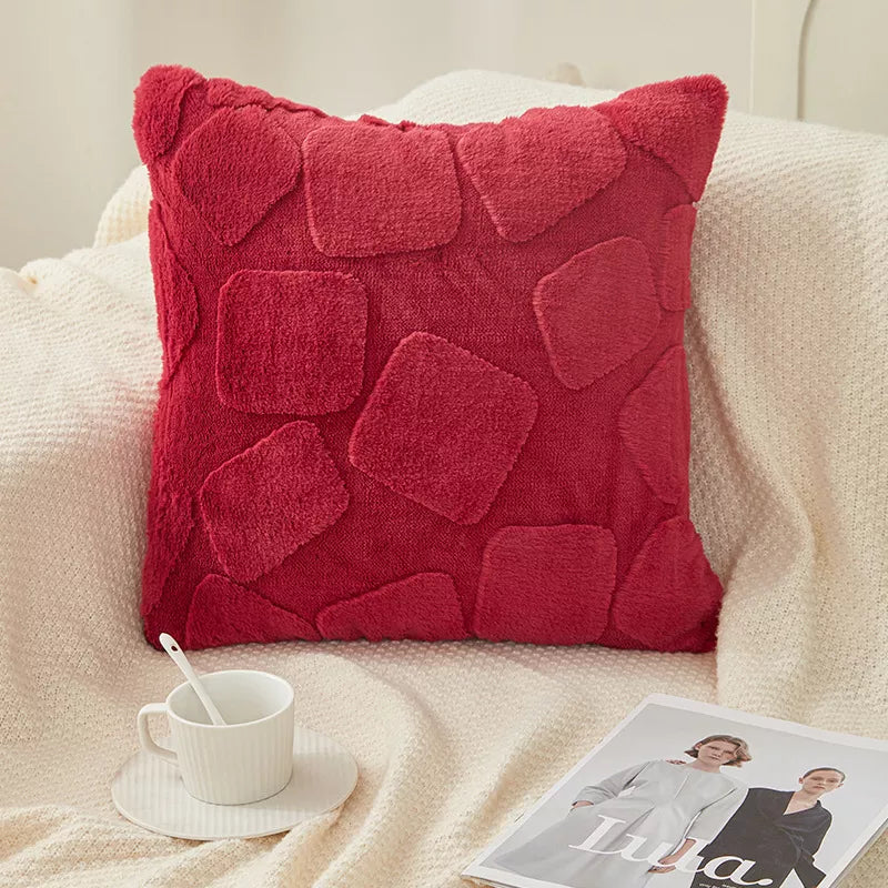 Imitation Rabbit Hair Plush Pillowcase Cushion Cover (18×18 inches)