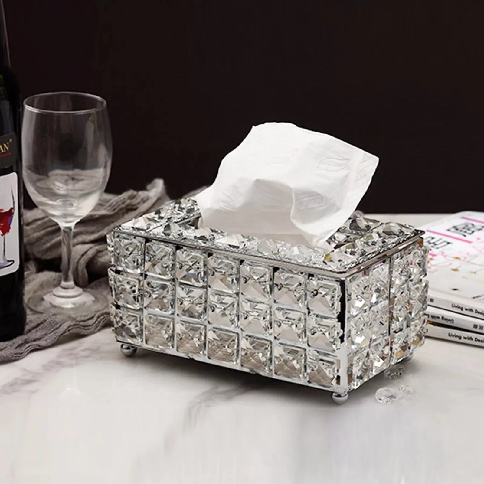 Crystal Facial Tissue Box Holder - DSARD