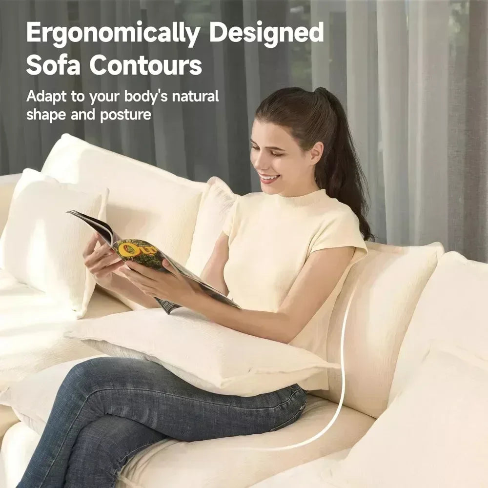 112″ L-Shaped Convertible Sectional Sofa with Storage & Removable Cushions - DSARD - DSARD