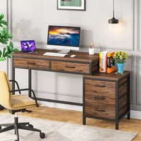 59-Inch Reversible Computer Desk with 3 Drawers - DSARD - DSARD