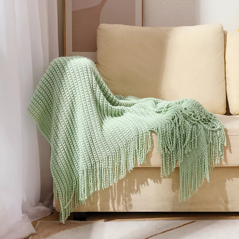 Nordic Knitted Throw Blanket for Sofa, Bed & Travel Comfort