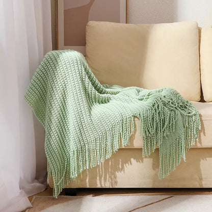 Nordic Knitted Throw Blanket for Sofa, Bed & Travel Comfort