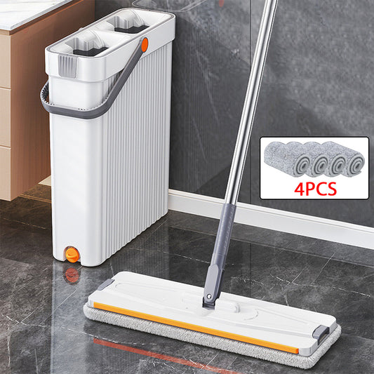 360 Rotating Flat Mop with Washable Microfiber Cloth & Handfree Mop Bucket Set