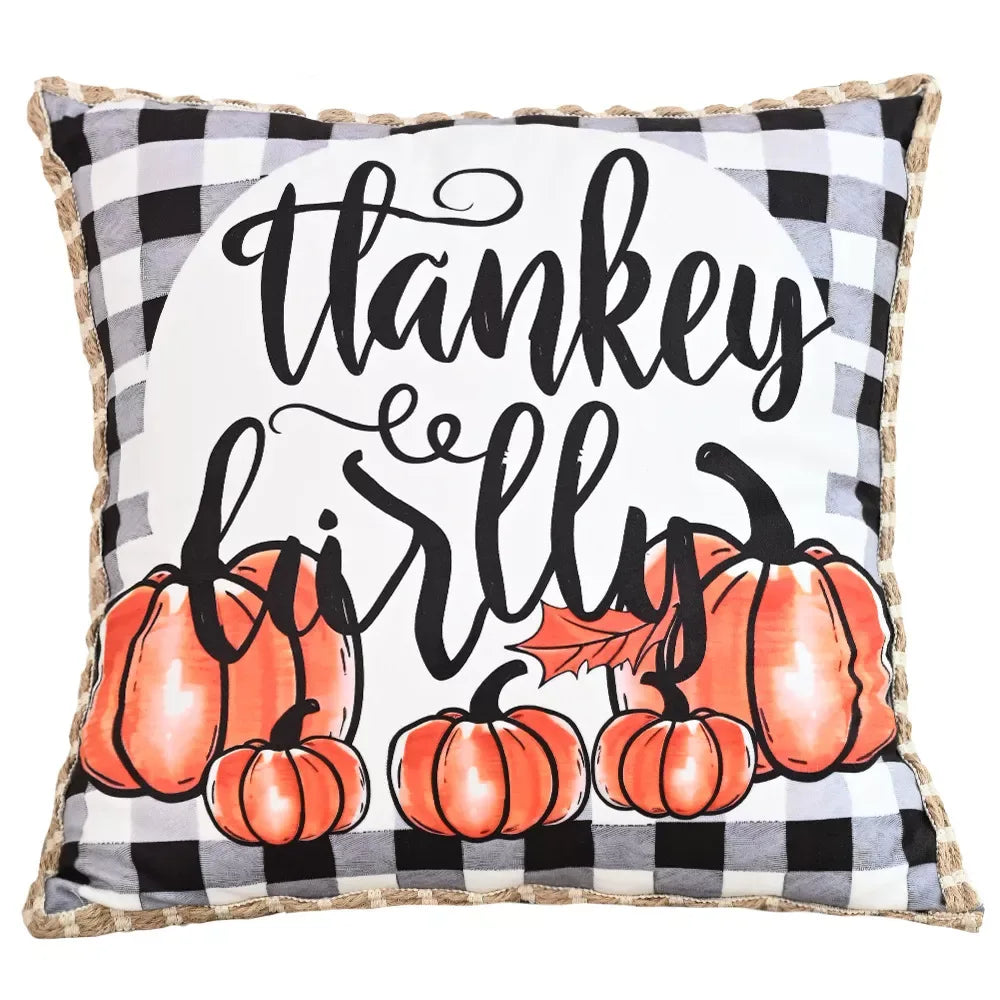 Autumn Pumpkin Lace Cushion Cover 18x18in – Thanksgiving Decor - DSARD