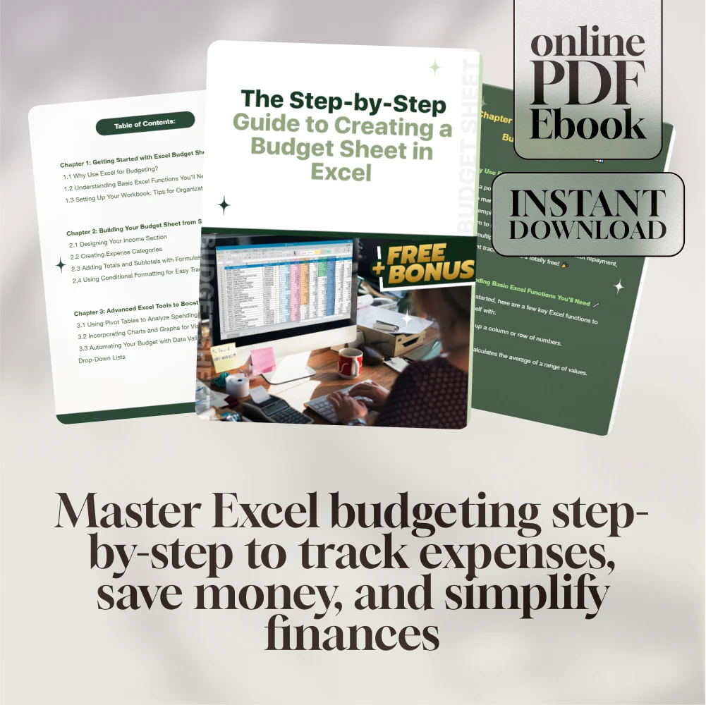 The Step-by-Step Guide to Creating a Budget Sheet in Excel | How to Make a Budget Sheet in Excel | Digital Download eBook for Personal Finance