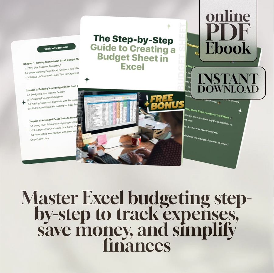 The Step-by-Step Guide to Creating a Budget Sheet in Excel | How to Make a Budget Sheet in Excel | Digital Download eBook for Personal Finance