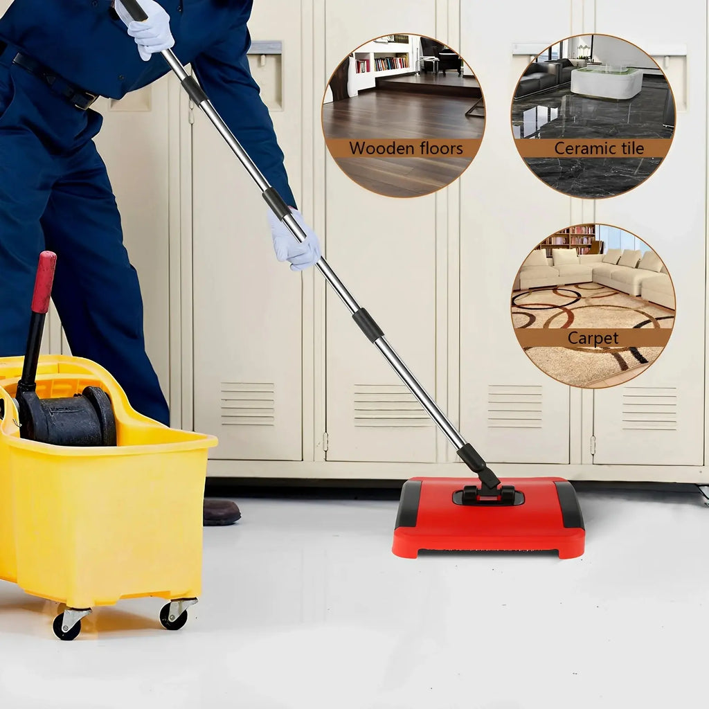 Hand-Push Carpet Floor Sweeper – Automatic Broom Cleaner for Home, Office, Rugs, Pet Hair, Dust & Debris