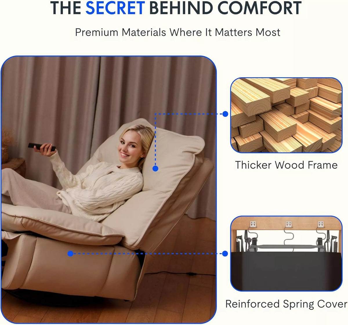 Oversized Swivel Rocker Recliner Chair 350 lbs, Faux Leather Armless Glider - DSARD