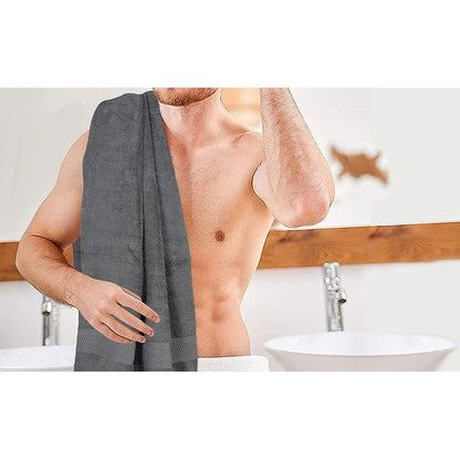 8-Piece Bath Towel Set, 100% Cotton & 600 GSM Bathroom Towels, 2 Bath Towels, 2 Hand Towels & 4 Wash Cloths, High Quality Plush Spa Towels by DSARD - Grey