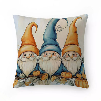 Autumn Dwarf Cushion Cover – Cozy Polyester Throw Pillowcase for Home Décor