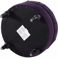 Lux Tufted Round Ottoman with Nailhead Trim, Purple Velvet, 25-Inch - DSARD