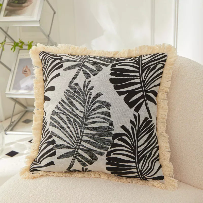 Farmhouse Fringe Throw Pillow Covers with Tassels, Set of 2 - DSARD