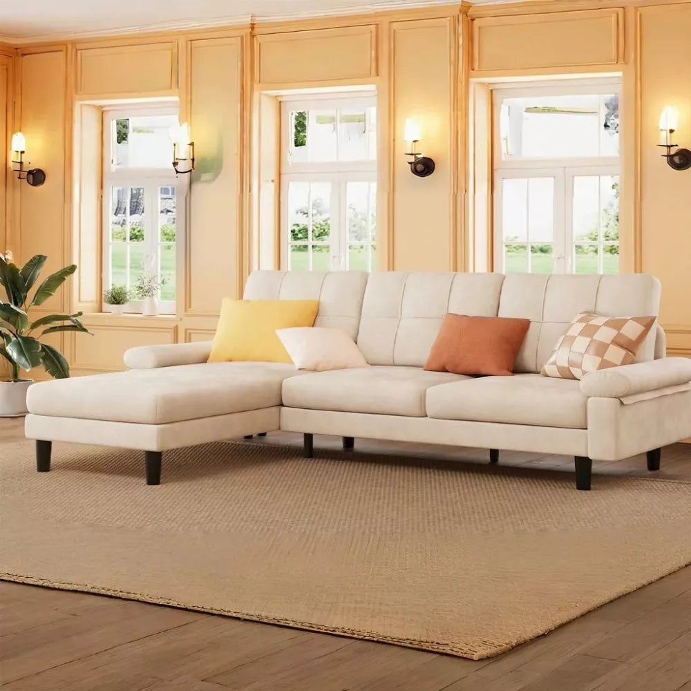 L-Shaped Sofa with 3 Pillows – Modern Comfortable Sofa for Living Room, Apartment, Office - DSARD