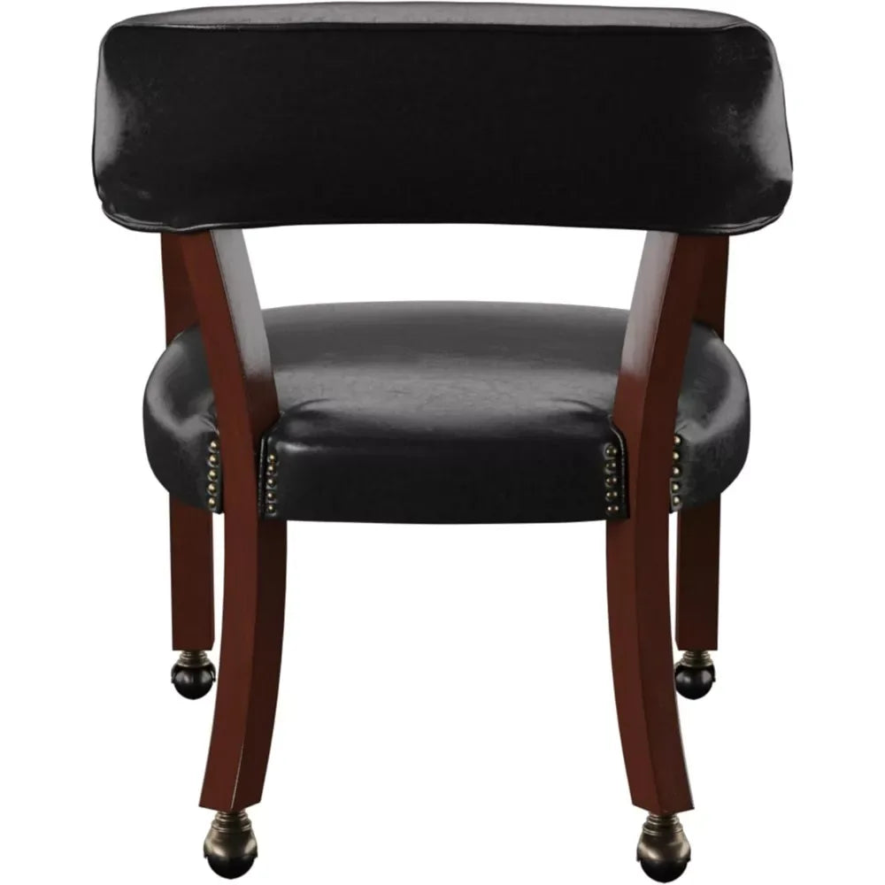 Elegant Cherry Finish Dining Chair with Casters & Nailhead Trim - DSARD - DSARD