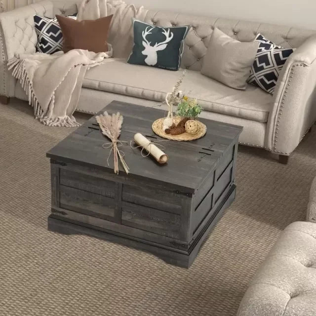 Rustic Farmhouse Lift-Top Coffee Table – Living Room Storage