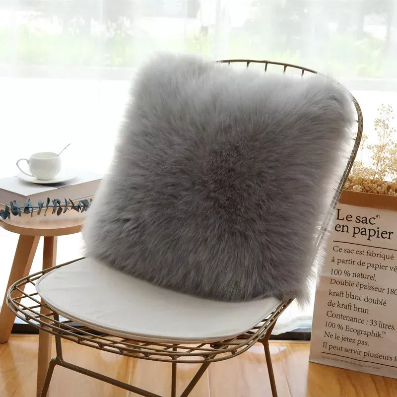 Fluffy White Plush Cushion Cover