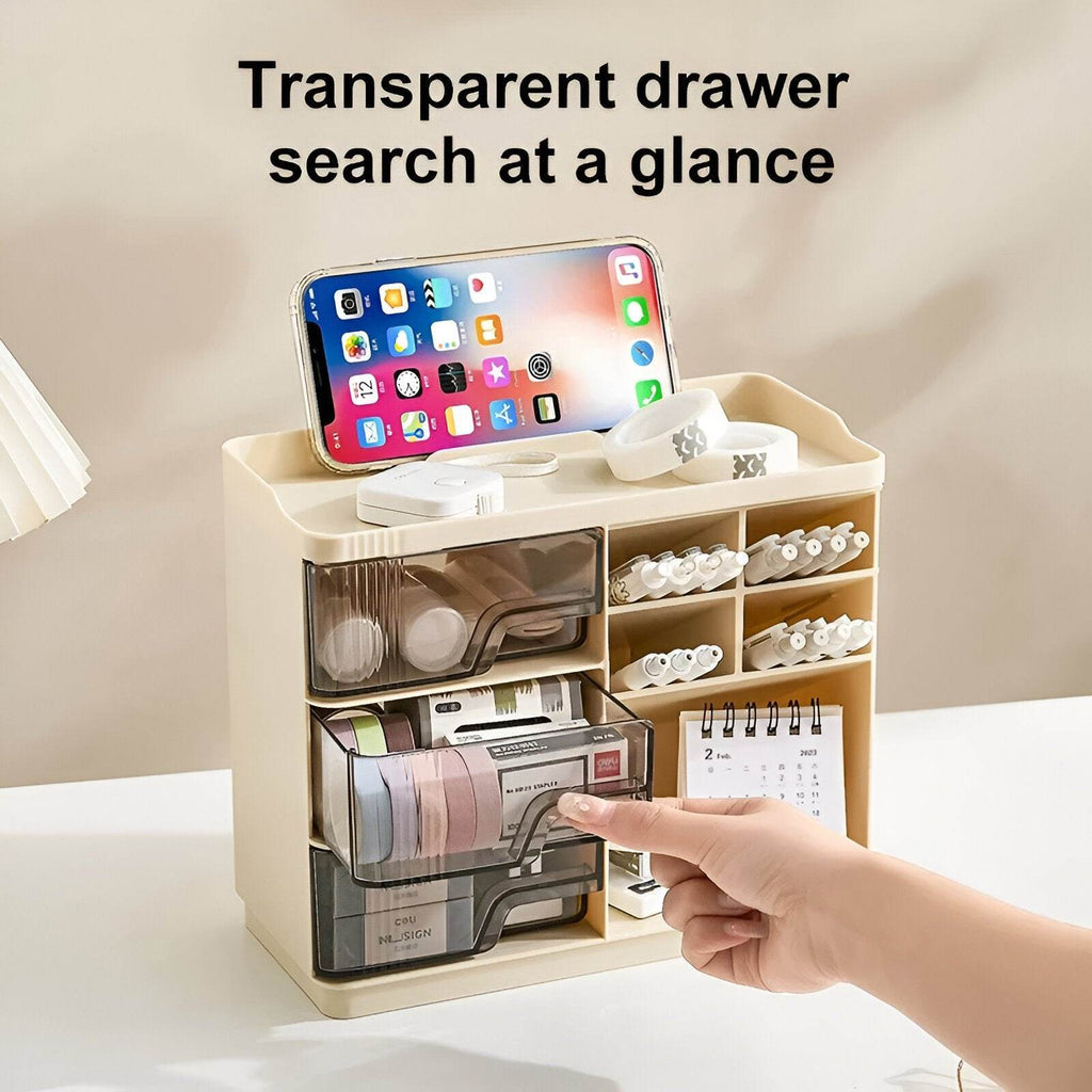 Multi-Layer Desktop Storage Organizer - Large Capacity Drawer Box for Office & Vanity