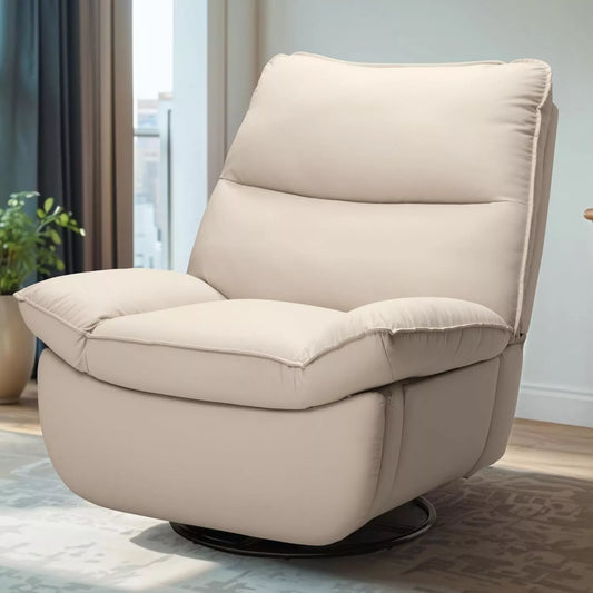 Oversized Swivel Rocker Recliner Chair 350 lbs, Faux Leather Armless Glider - DSARD