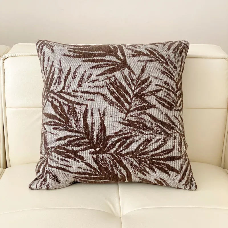 45X45CM Retro Jacquard Leaf Throw Pillow Cover – Light Luxury Decor - DSARD