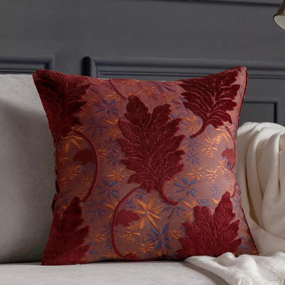 Luxury Embroidered Leaf Cushion Cover 18×18 Inch