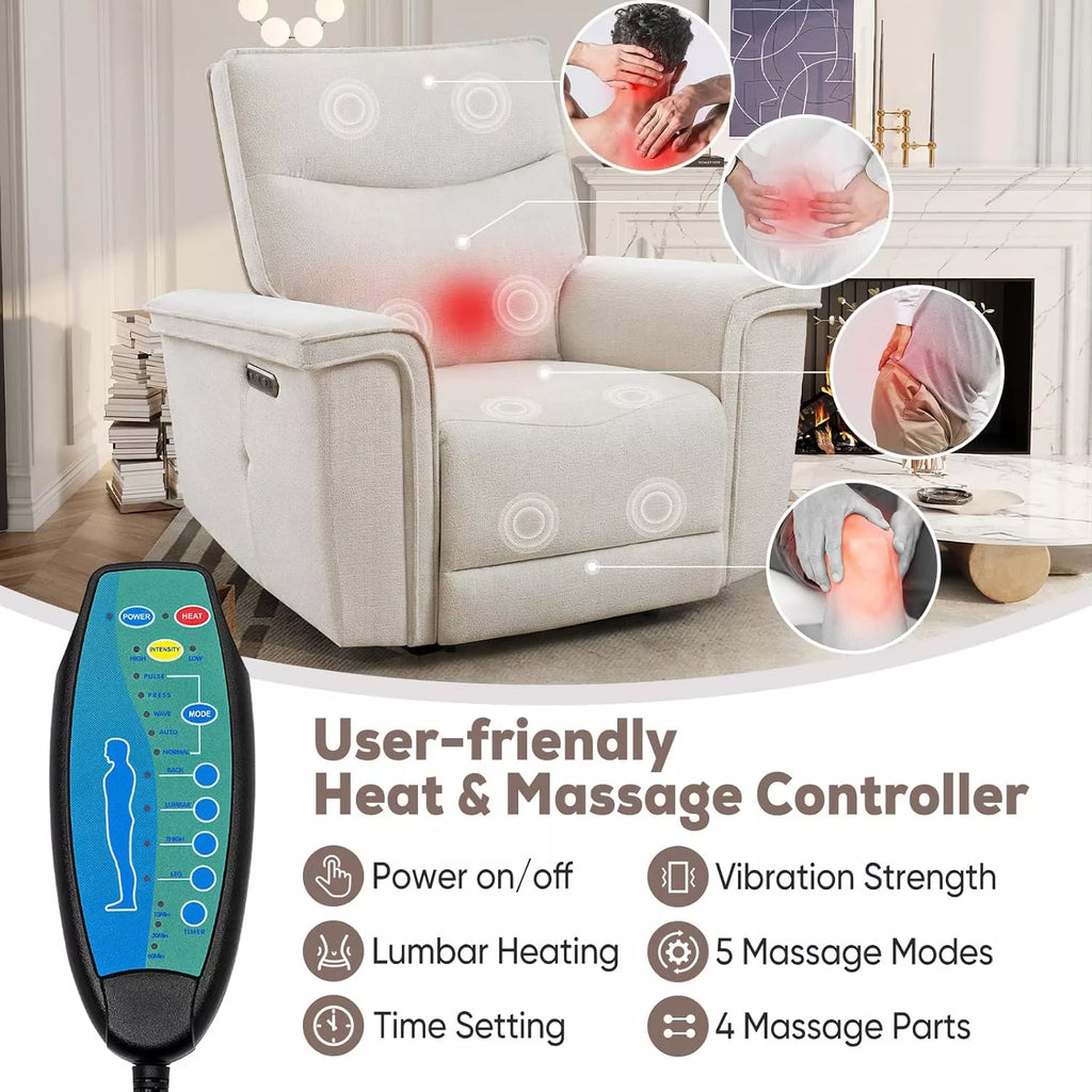 Oversized Recliner Chair with Heat, Massage & Power Adjust, 44″ Extra Wide - DSARD