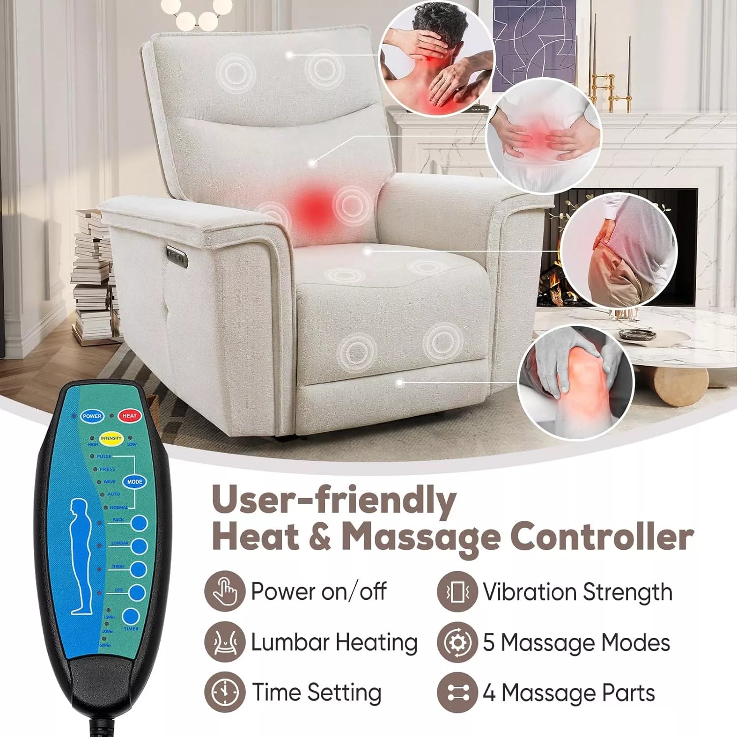 Oversized Recliner Chair with Heat, Massage & Power Adjust, 44″ Extra Wide - DSARD