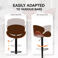 Swivel Bar Stools Set of 2, Adjustable Height with Backrest and Footrest – PU Leather Upholstered - DSARD