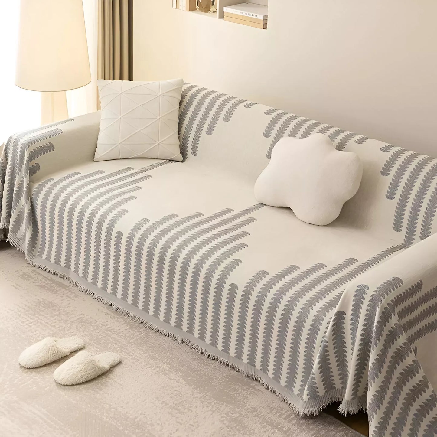 Thick Chenille Stripe Sofa Blanket – Soft, Breathable, Non-Slip Throw for Home & Office