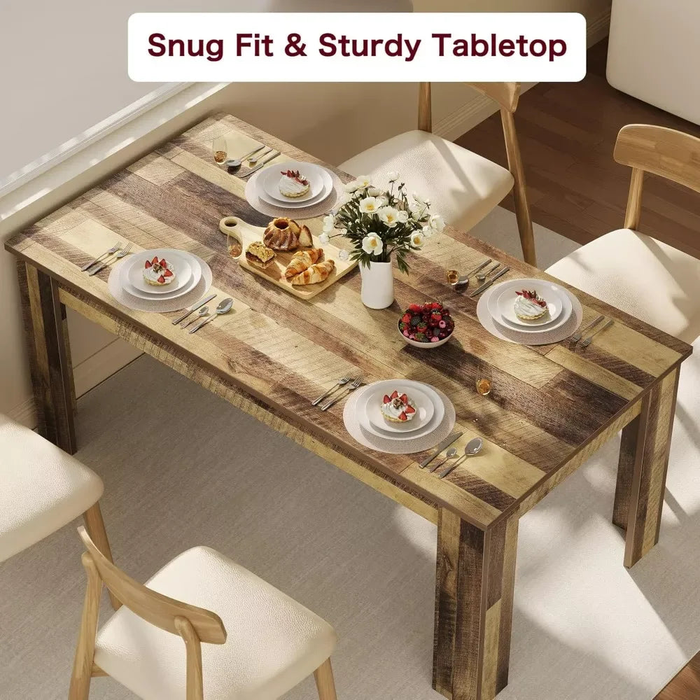 63″ Rustic Brown Farmhouse Dining Table for 4 to 6 – Wood Kitchen Table - DSARD - DSARD