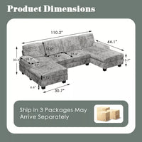 Modern U-Shaped Convertible Sectional Sofa with Double Chaise – 4-Seater Sofa Set - DSARD