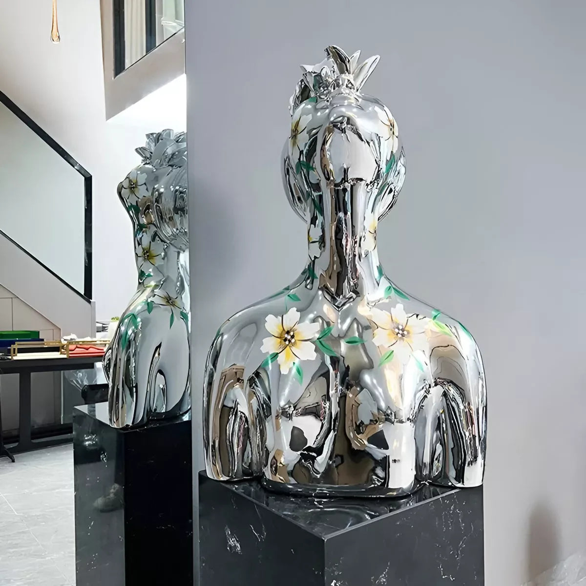 Creative Abstract Goddess Electroplated Painted Portrait Resin Sculpture for Home Decor - DSARD