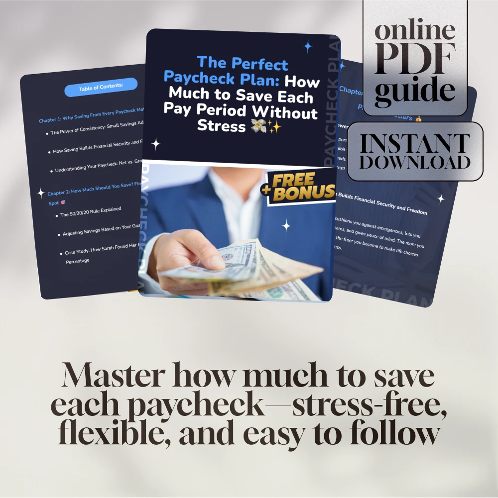 The Perfect Paycheck Plan: How Much to Save Each Pay Period Without Stress 💸✨ | Budgeting Guide, Financial Goals eBook, How Much of Each Paycheck to Save