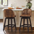 Swivel Faux Leather Counter Height Bar Stools with Back and Nailhead Trim - DSARD