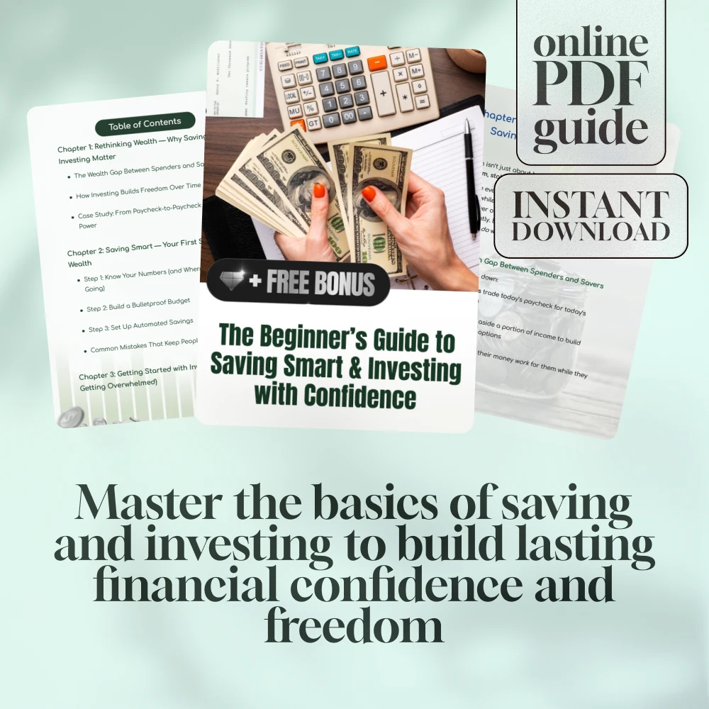 The Beginner’s Guide to Saving Smart & Investing with Confidence | How to Save and Invest Money eBook | Financial Freedom Digital Guide