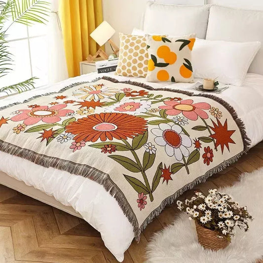 Sunflower Woven Throw Blanket – Cozy Minimalist Home Decor & Outdoor Mat