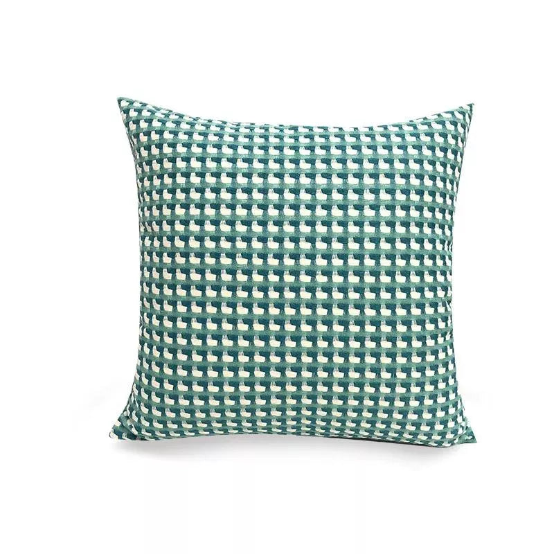 Woven Jacquard Grid Pillow Cover 18×18 Inch – Decorative Throw Cushion Case