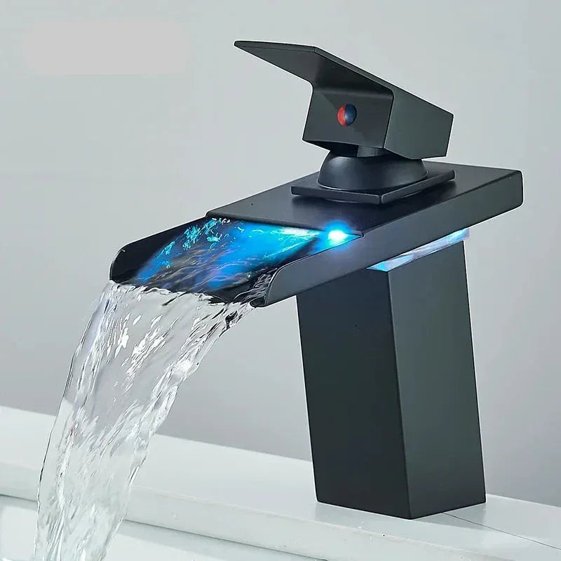 DSARD Contemporary Wall-Mounted Waterfall Faucet with LED Temperature Indicator - DSARD