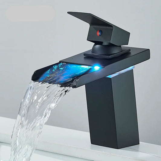 DSARD Contemporary Wall-Mounted Waterfall Faucet with LED Temperature Indicator