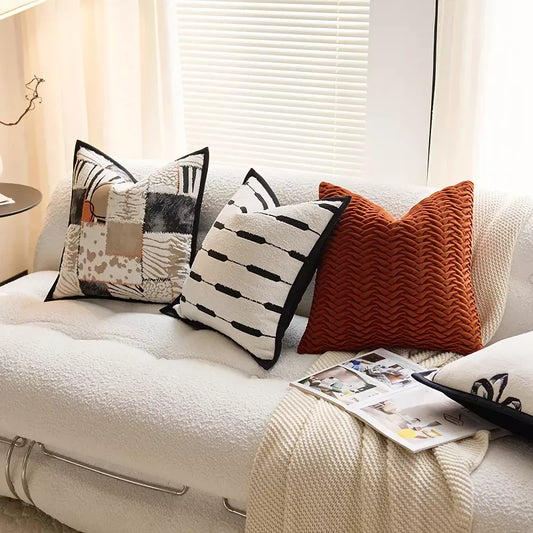 Elegant 18×18″ Line Splicing Throw Pillow Cover – Modern Decorative Cushion Case