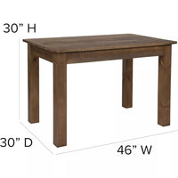 Rustic Farmhouse Solid Wood Dining Table with Square Legs, 46″ x 30″, Seats 4 - DSARD