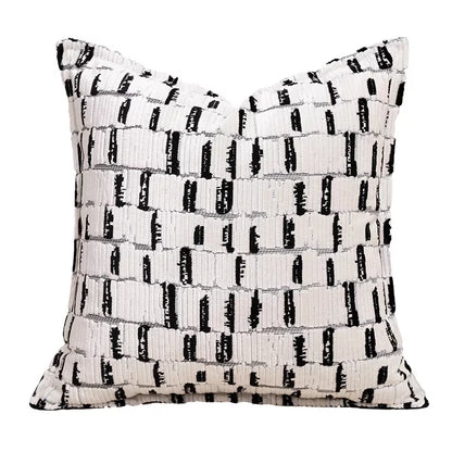 Black and White Plaid Plush Cushion Cover 18x18in Decorative Pillow Case