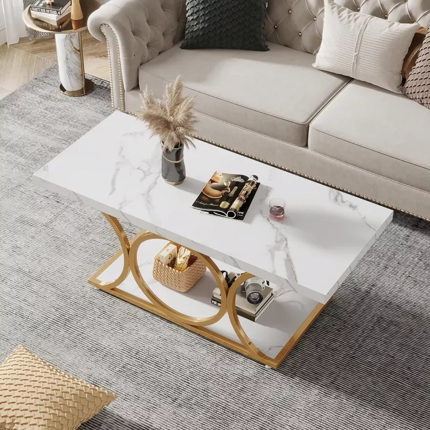 Coffee Table with Storage Shelf – Modern Living Room