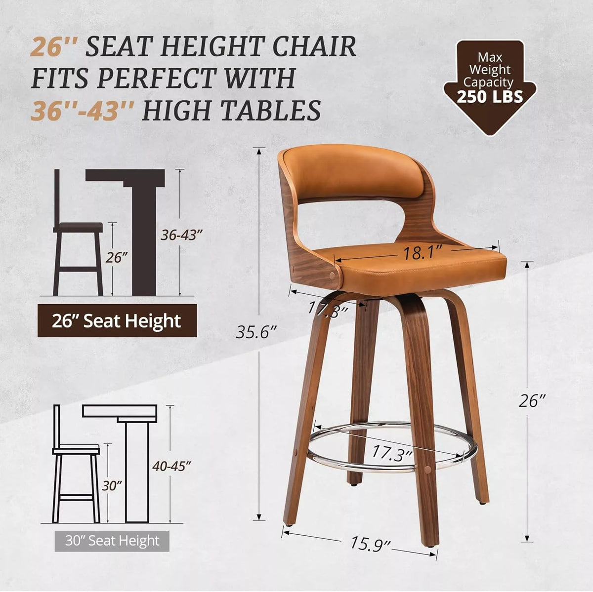 Swivel Counter Height Bar Stools Set of 3 - DSARD