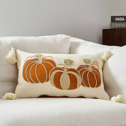 Pumpkin & Maple Leaf Throw Pillow Covers – Festive Cushion Cases