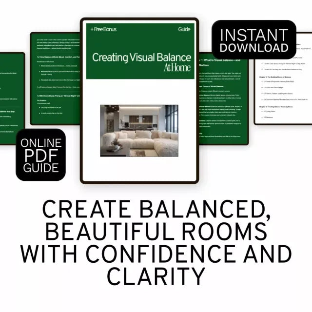 Creating Visual Balance at Home | Interior Design Guide, Home Decor eBook, Room-by-Room Styling Checklist, AI Interior Design Planner - DSARD