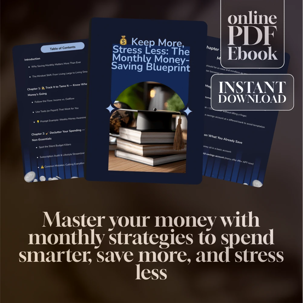 Keep More, Stress Less: The Monthly Money-Saving Blueprint | Save More Money Each Month | Budget eBook | Digital Download PDF Guide